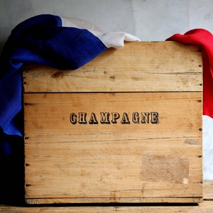 Large Wooden Champagne Crate Vintagge French Wine Bottle Carrier Storage Box