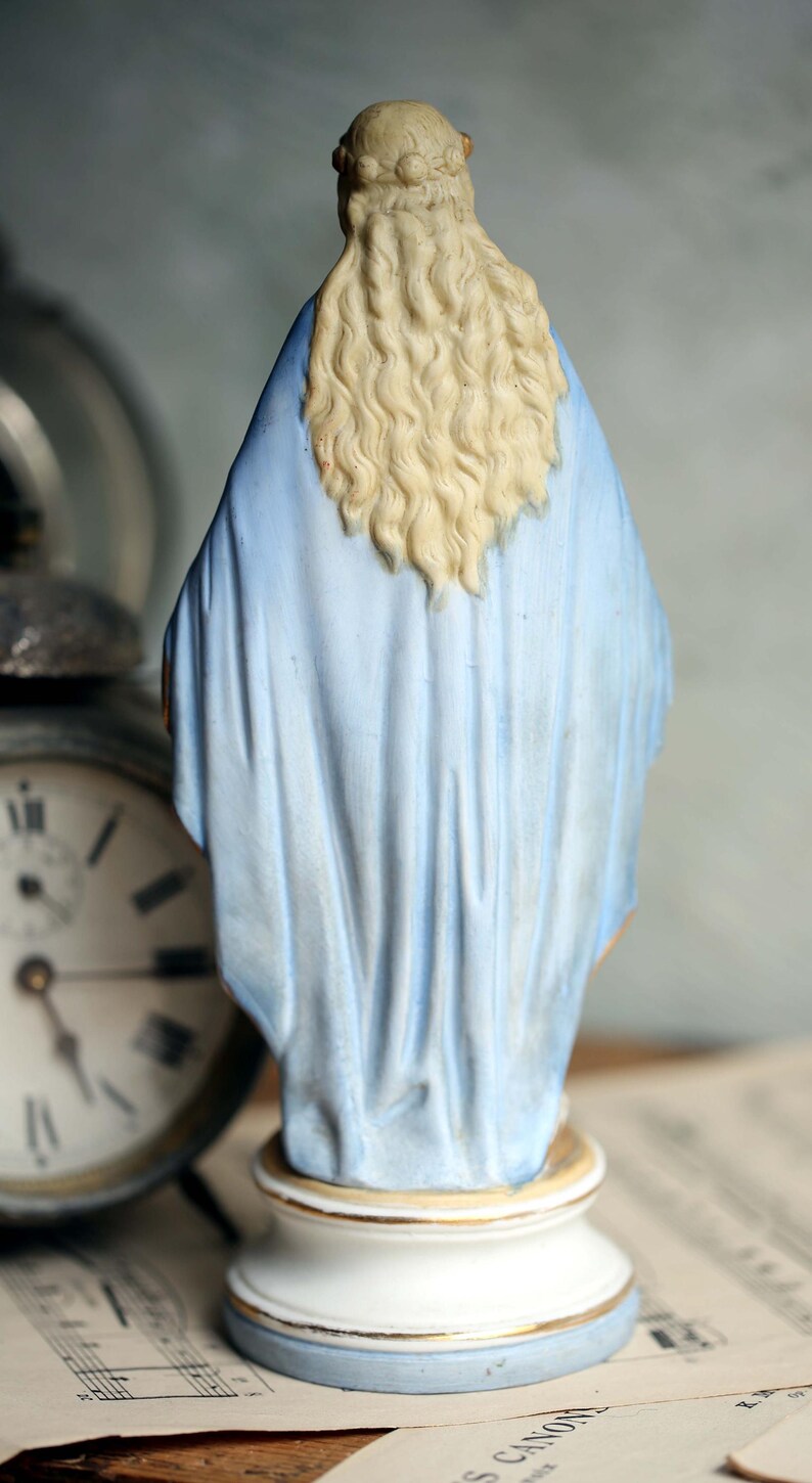 Antique Mary Statue Porcelain Madonna Virgin Our Lady of Lourdes ...