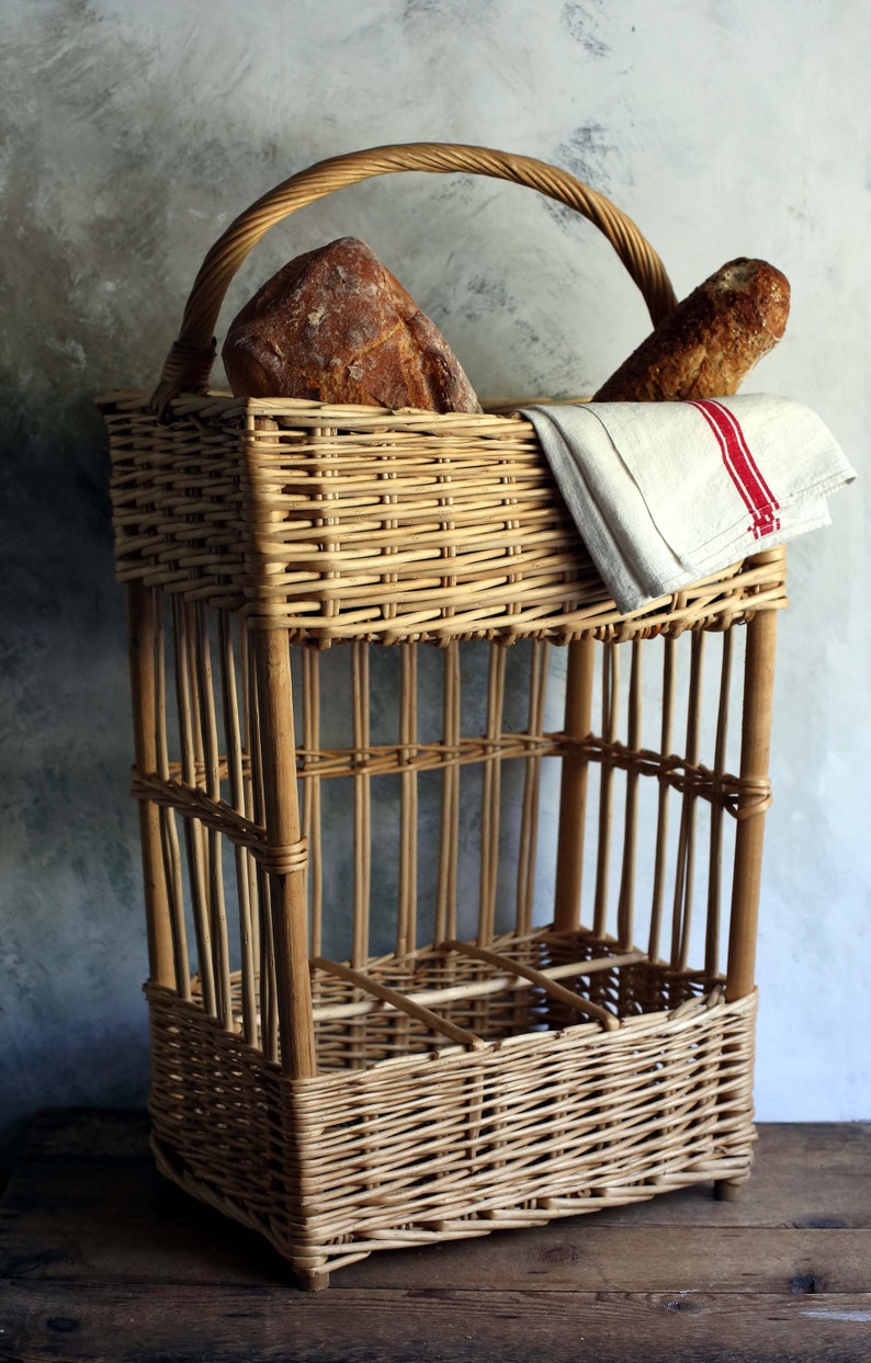 Large vintage French boulangerie baguette bread display basket from France - French Country Basket Inspiration: Resources for Rustic, French Market, and Boulangerie as well as photos to Inspire!