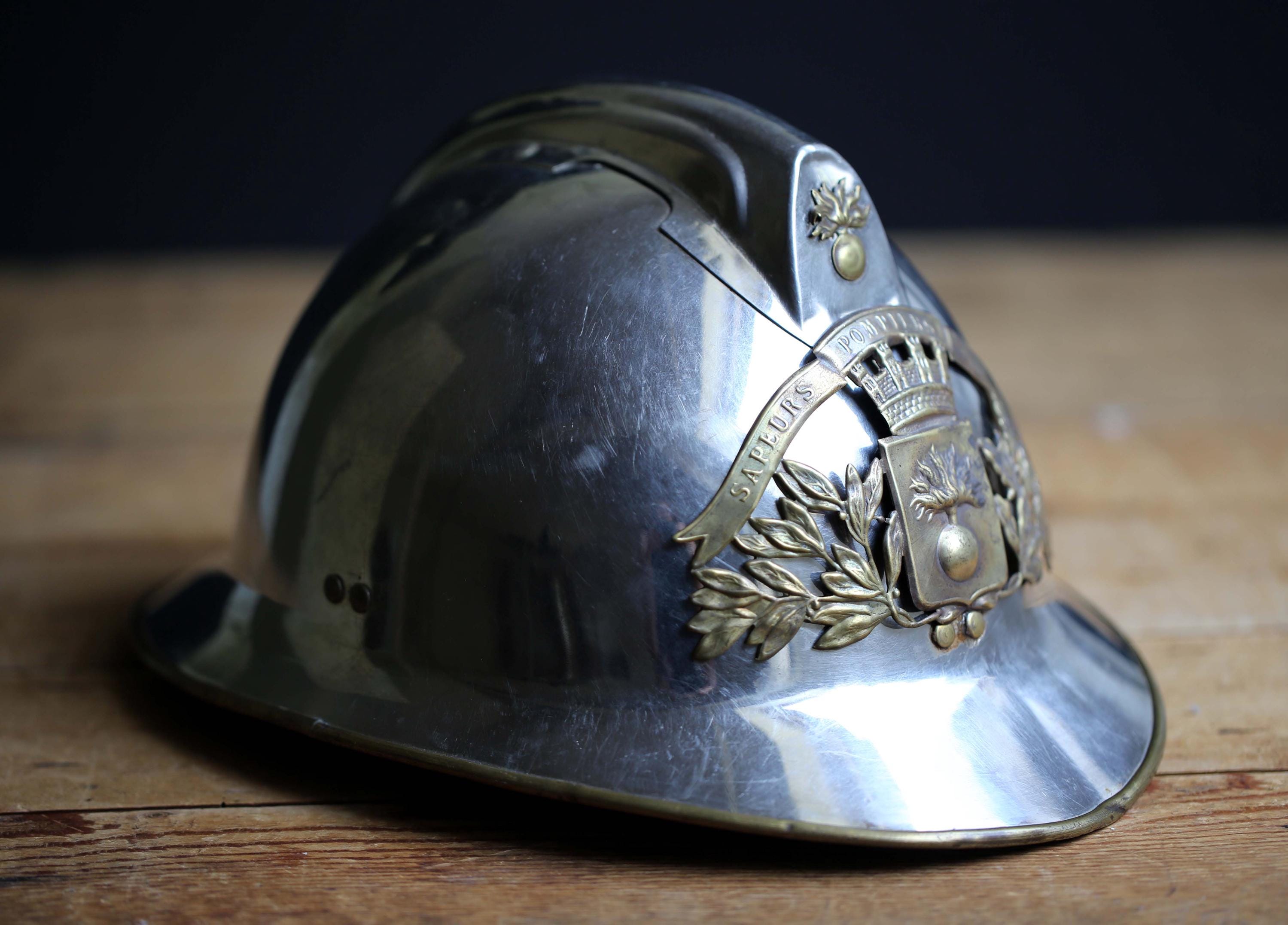 Antique Fire Helmet French Firefighters Hard Hat World War 2 II