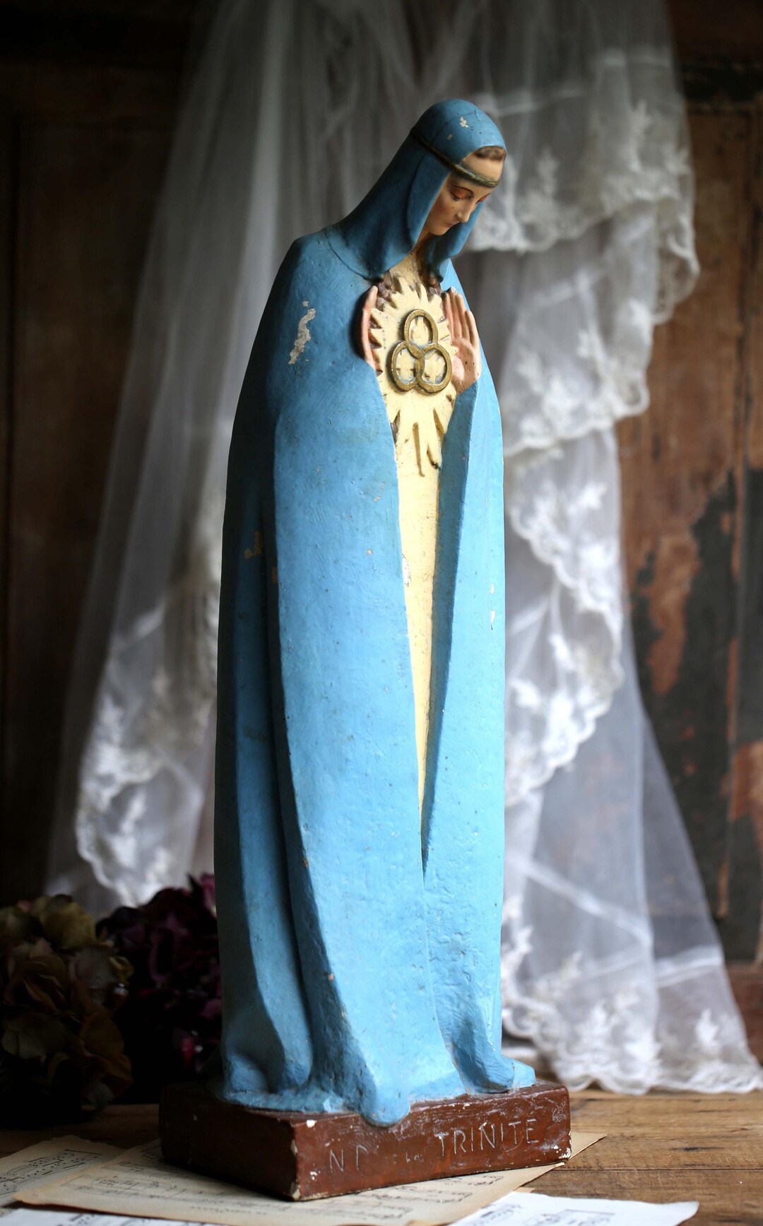 HUGE Antique French Madonna Large Art Deco Virgin Mary Statue ...