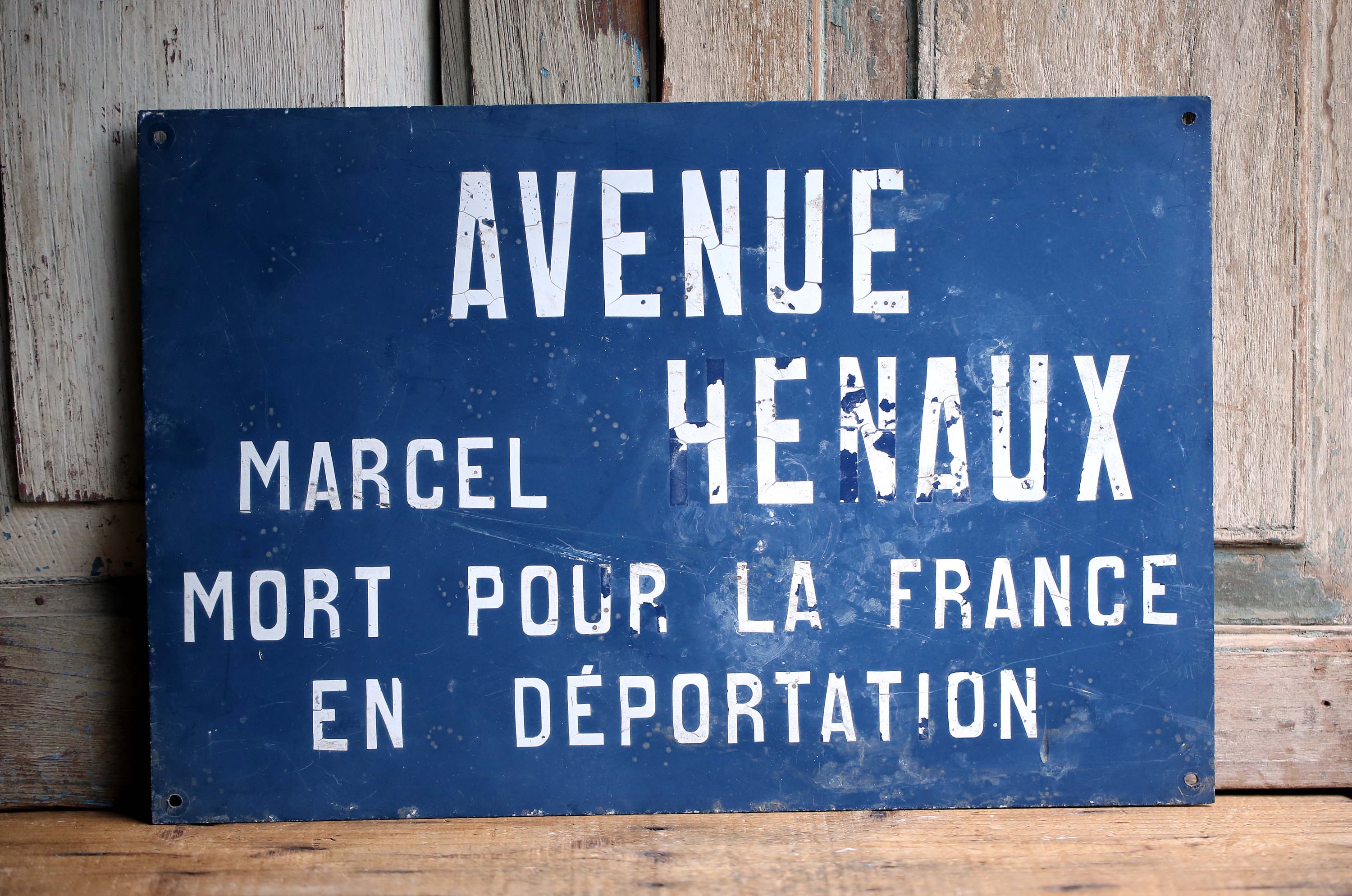 Vintage French Toleware Street Sign Metal Blue White Writing Marcel Hénaux  - Etsy, image size:3000x1989