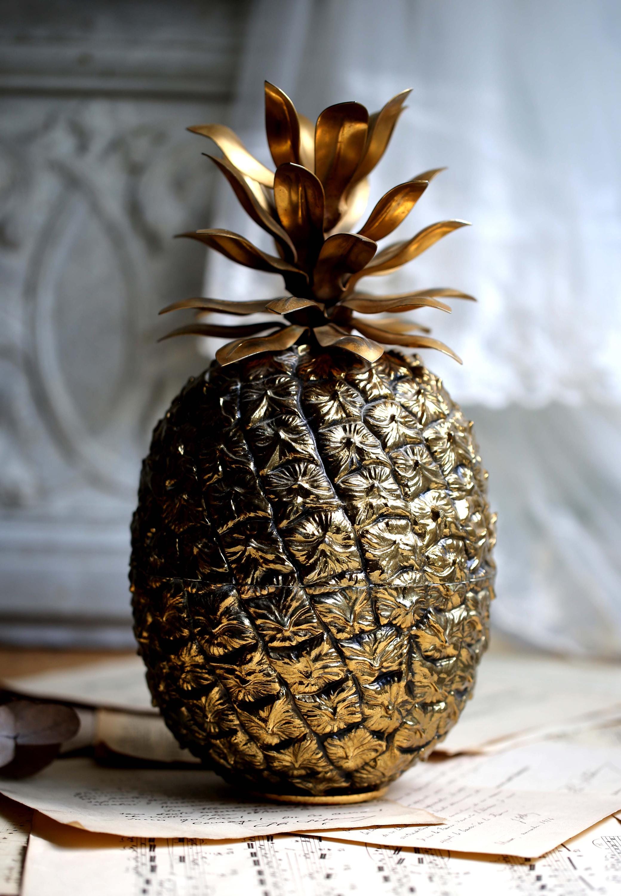 Lot 2 Seaux à Glaçons Ananas Vintage Mauro Manetti – Italie 1960, Métal Argenté