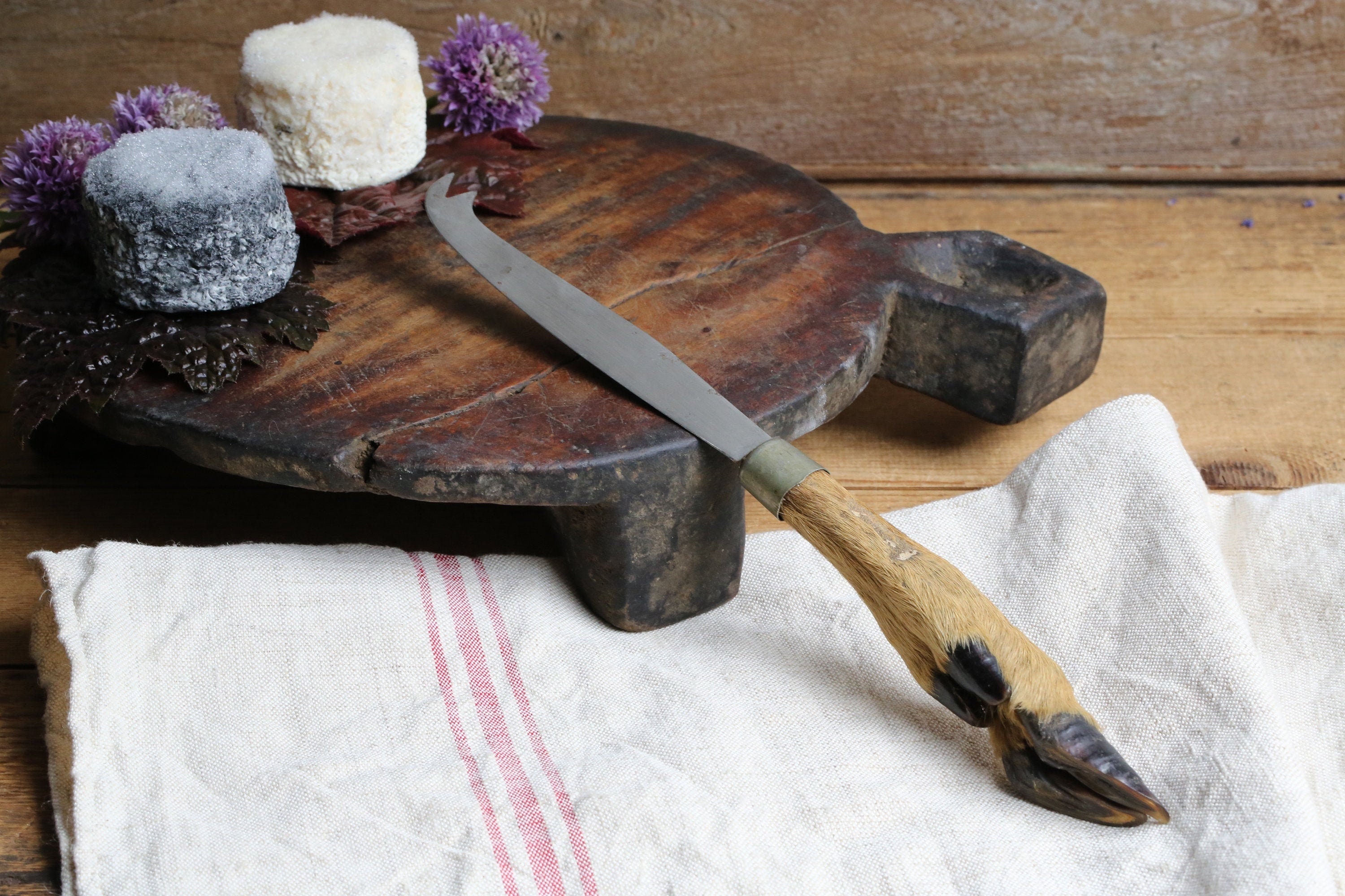 Français Vintage Taxidermie Fromage Couteau Cerf Sabot Manche Ustensile Milieu Du Siècle Sabot