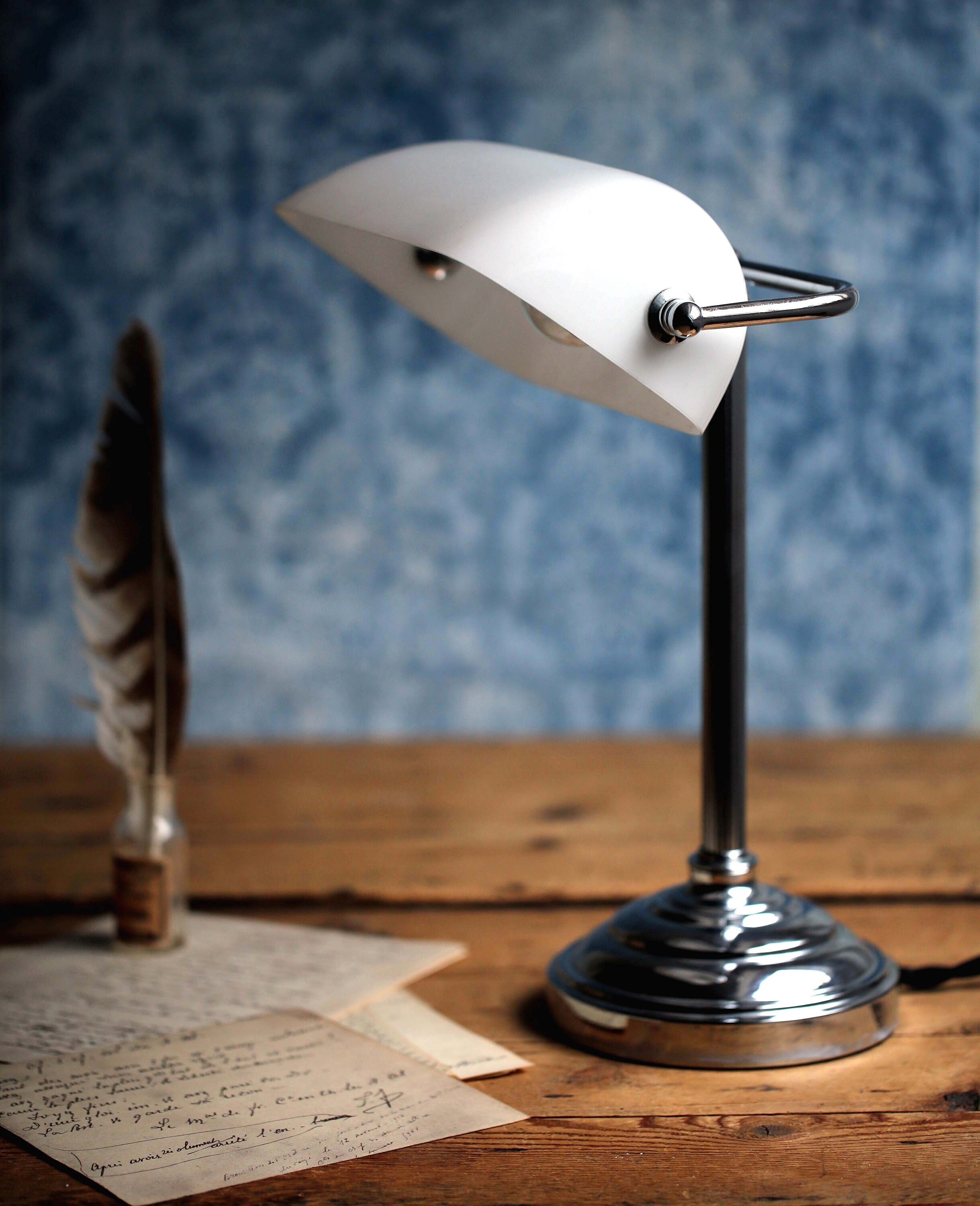 Lampe de Bureau banquier Vintage E27 Bleu