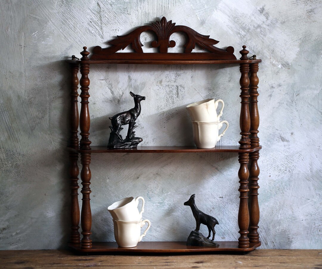 Vintage French Shelving Furniture Wooden Display Wall Shelf Etsy