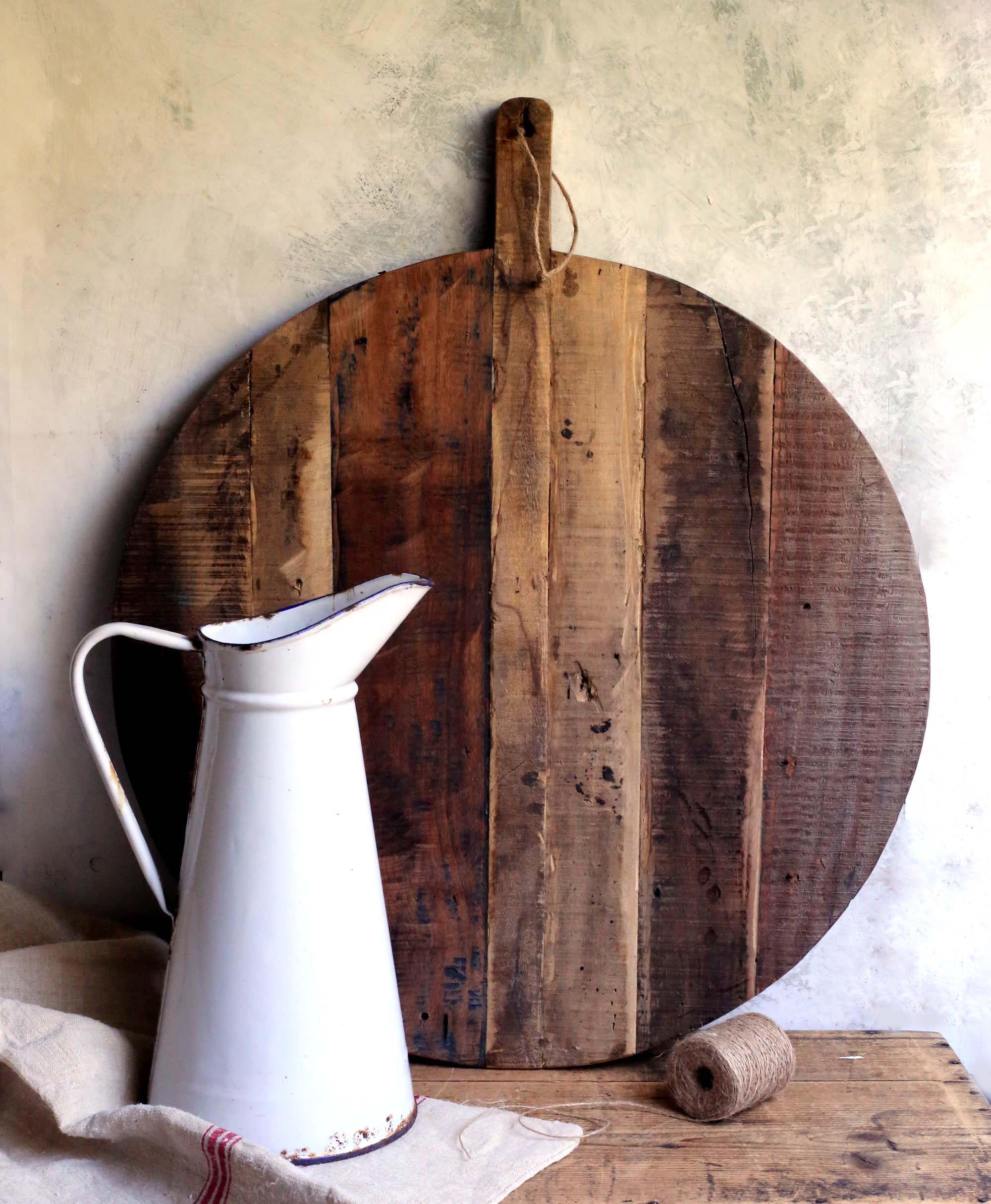 Énorme Planche à Pain Ronde Grande Français Bloc de Coupe en Bois Rustique Récupéré Bois Antique Pri