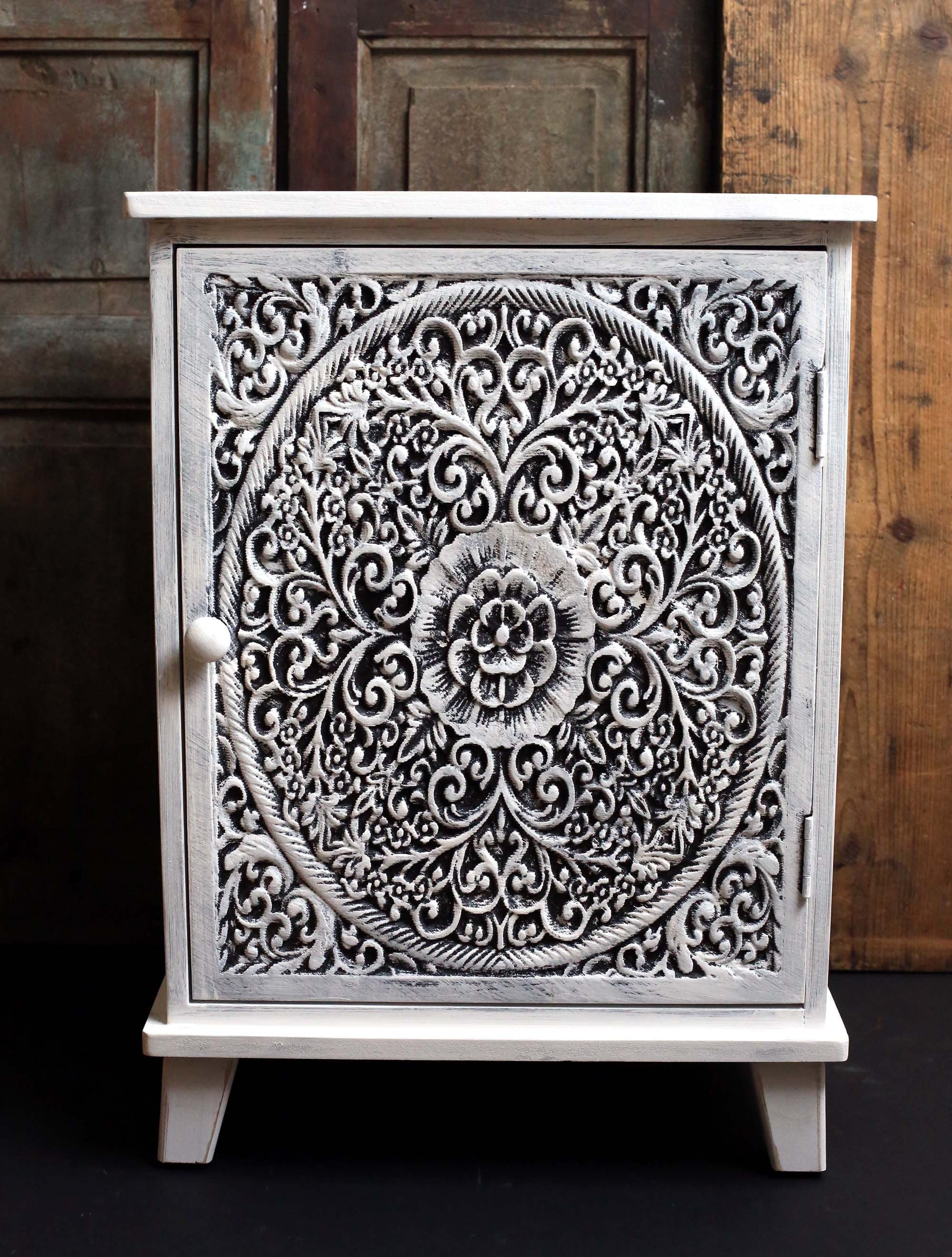 Armoire en Bois Blanc Peint à La Main Meubles de Placard Style Antique