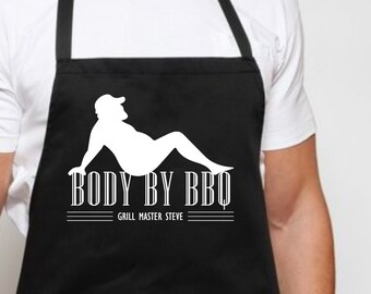 Body by BBQ drôle de tablier | Cadeau grillades pour la fête des pères