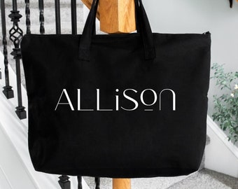 Canvas tote bag with zipper | Personalized canvas tote bag | Weekender bag women