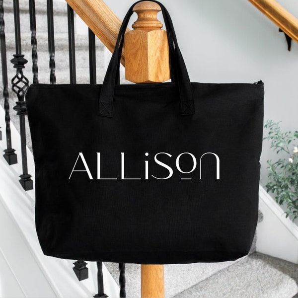 Canvas tote bag with zipper | Personalized canvas tote bag | Weekender bag women