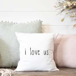 Valentines pillow | I love us Pillow cover with soft velvet lettering |  Valentine&#39;s Day pillow cover | 18x18  20x20 pillow covers