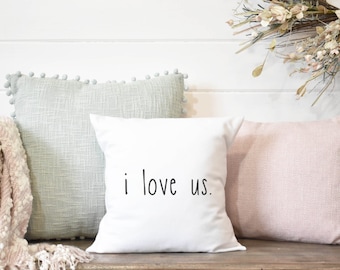 Valentines pillow | I love us Pillow cover with soft velvet lettering |  Valentine's Day pillow cover | 18x18  20x20 pillow covers