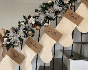 Family Christmas Stockings | Burlap Christmas Stockings | Personalized Christmas Stockings