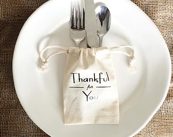Thanksgiving Table Decor- Fall Table decor - Thankful for you Favor bag