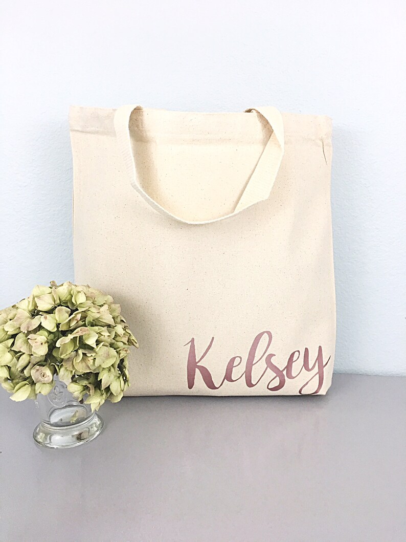 Bridesmaid tote bag for Bridal party gifts. Canvas Tote Bag with Name and Title for Bridesmaid gift, Maid of Honor, Matron of Honor gift image 3