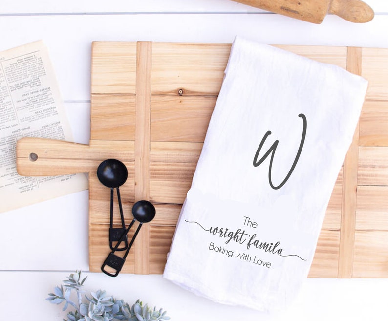 Personalized Kitchen Towels With Family Name Personalised Etsy