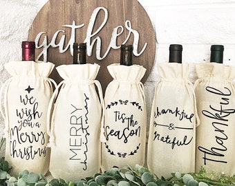 Wine bottle bags | Coworker Christmas gifts | Corporate gifts | Christmas Wine Gift Bag