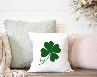 St. Patrick's day Pillows for rustic holiday decor | Soft Felt Texted lettered Pillow cover 20x20 18x18 inch | Farmhouse pillow cover