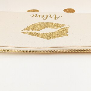 Custom makeup bag with Glitter Lip Personalized makeup bag bridesmaid Mothers day gift from daughter image 4
