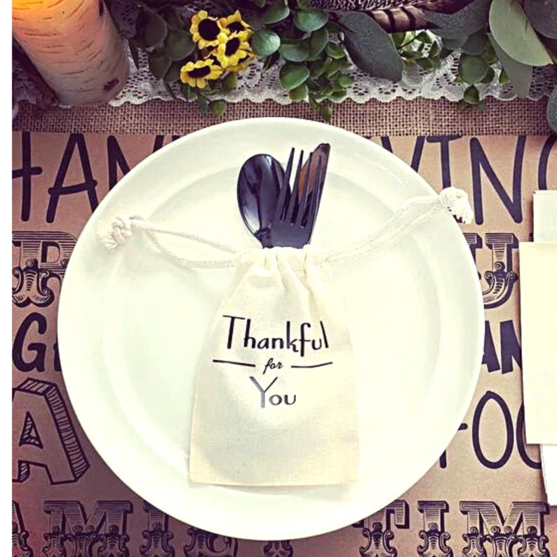 Thanksgiving Table Decor Fall Table decor Thankful for you Favor bag image 2