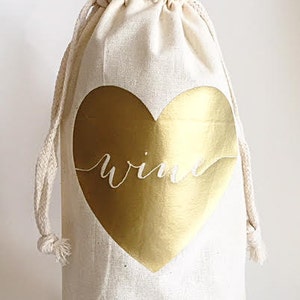 Custom wine bag Wine bags Love wine bag Gift bags Champagne bag Hostess gifts Host gift image 1
