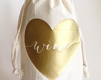 Custom wine bag - Wine bags - Love wine bag - Gift bags - Champagne bag - Hostess gifts - Host gift