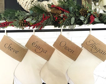 Family Christmas Stockings | Burlap Christmas Stocking | Christmas Stockings Personalised