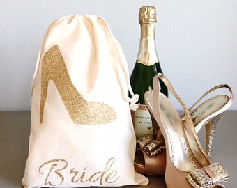 Wedding Shoes Bag Bridal Party Gifts Personalized Glitter Shoes Gift Bag