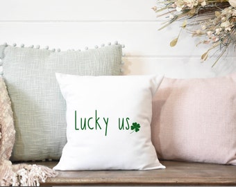 St. Patrick's day Pillows for rustic holiday decor | Soft Felt Texted lettered Pillow cover 20x20 18x18 inch | Farmhouse pillow cover