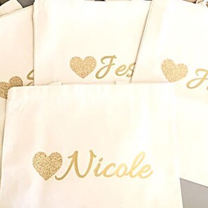 Custom tote bags Glitter Heart tote bags Bridal party tote bag Bridesmaids thank you gift from Bride image 3