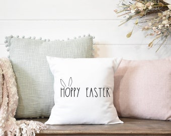 Hoppy Easter Spring pillow covers | Rustic easter decor | Spring throw pillow | 20x20 18x18 Pillow cover with soft felt writing