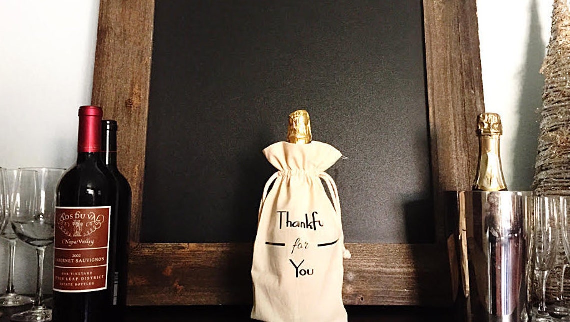 Thankful for You Wine Bag Hostess Gift Thanksgiving Etsy