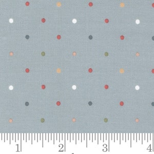 Blue fabric by the yard polka dot fabric yardage cotton fabric for quilting sewing crafting Country Rose Smokey Blue Multi polkadot fabric