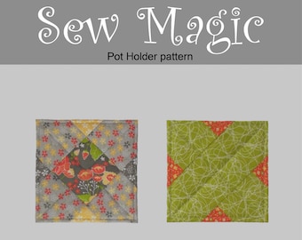 Sew Magic Pot Holder downloadable pdf pattern by Double Nickel Quilts #DNQ129