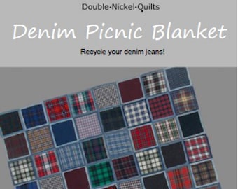 Denim Picnic Blanket downloadable pdf pattern by Double Nickel Quilts #DNQ121