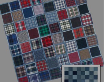 Denim & Flannel Scrap Quilt Pattern – Recycled Picnic Blanket (PDF Pattern)