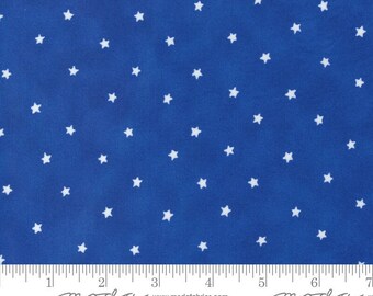 Stars fabric #56028-164 white stars on blue background from the All American fabric collection by Deb Strain for Moda Fabric