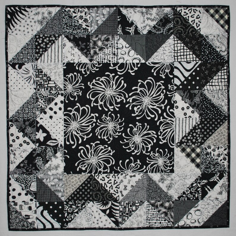 Black and white table topper 32X32 image 2