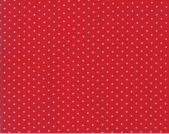 Red polka dot fabric-white polka dots on red-sold by the yard