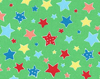 Flower Sugar Holiday Stars Green multi fabric for Lecien LEC31330-60