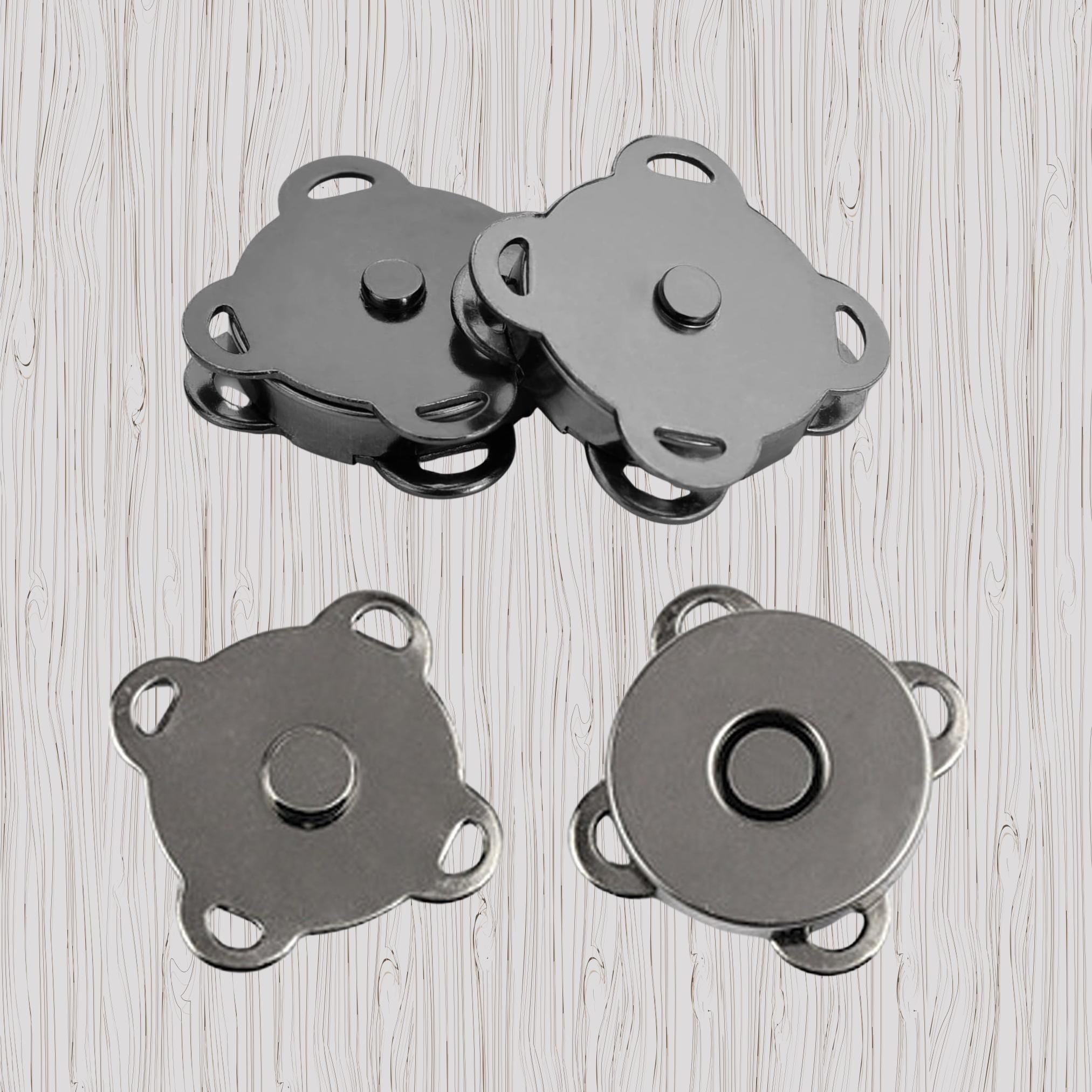 Sew in magnetic snap fasteners 15mm black square clasp button metal purse snap closure snap quick release for bags purses wallets leather