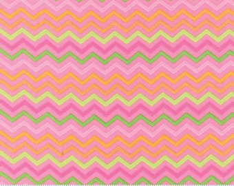 Brighten Up Chevron fabric in Pink and Orange by Me and My Sister for Moda Fabric #22285-11