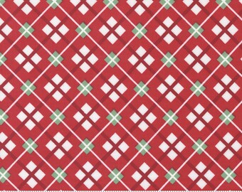 Holly Jolly Plaid Gift Wrap Checks Cotton Fabric - Berry 31184-12 in red and white and green by Urban Chiks for Moda Fabrics