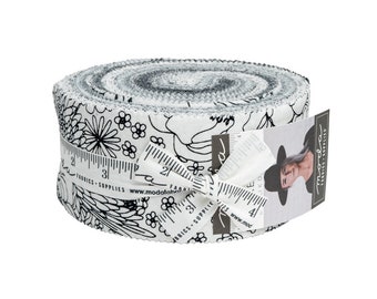 Create jelly roll of black and white 2 1/2" fabric strips by Alli K Design for Moda Fabric-40 strips