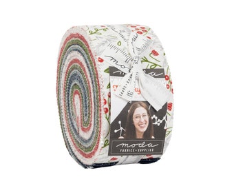 Merrymaking jelly roll of 2 1/2" Christmas fabric strips by Gingiber for Moda Fabric-40 strips