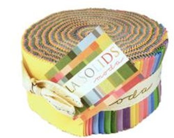 Bella Solids 30's pastel jelly roll of 2 1/2" fabric strips by Moda Fabric-40 strips