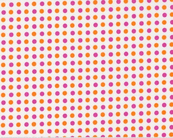 Petal Power Popping Pink Rainbow Dots magenta and orange polka dot fabric #22412-22 by Me and My Sister Designs for Moda-sold by the yard