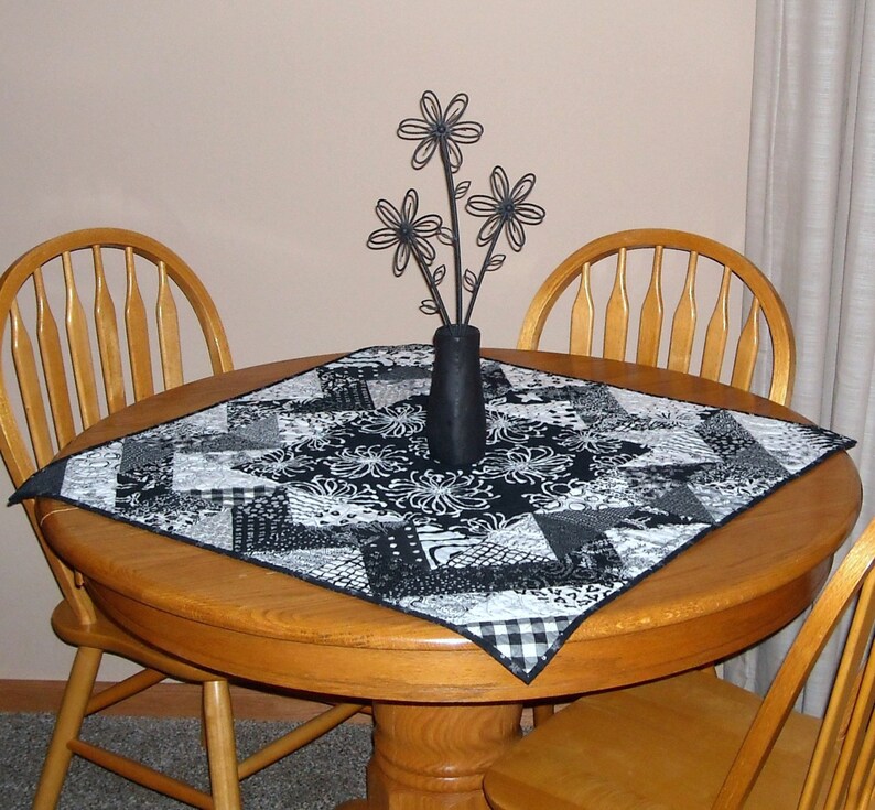 Black and white table topper 32X32 image 1