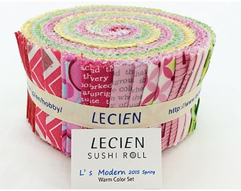 L's Modern Spring Warm Colors sushi roll 2 1/2" fabric strips by Lecien-42 strips #LEC3009-01-01